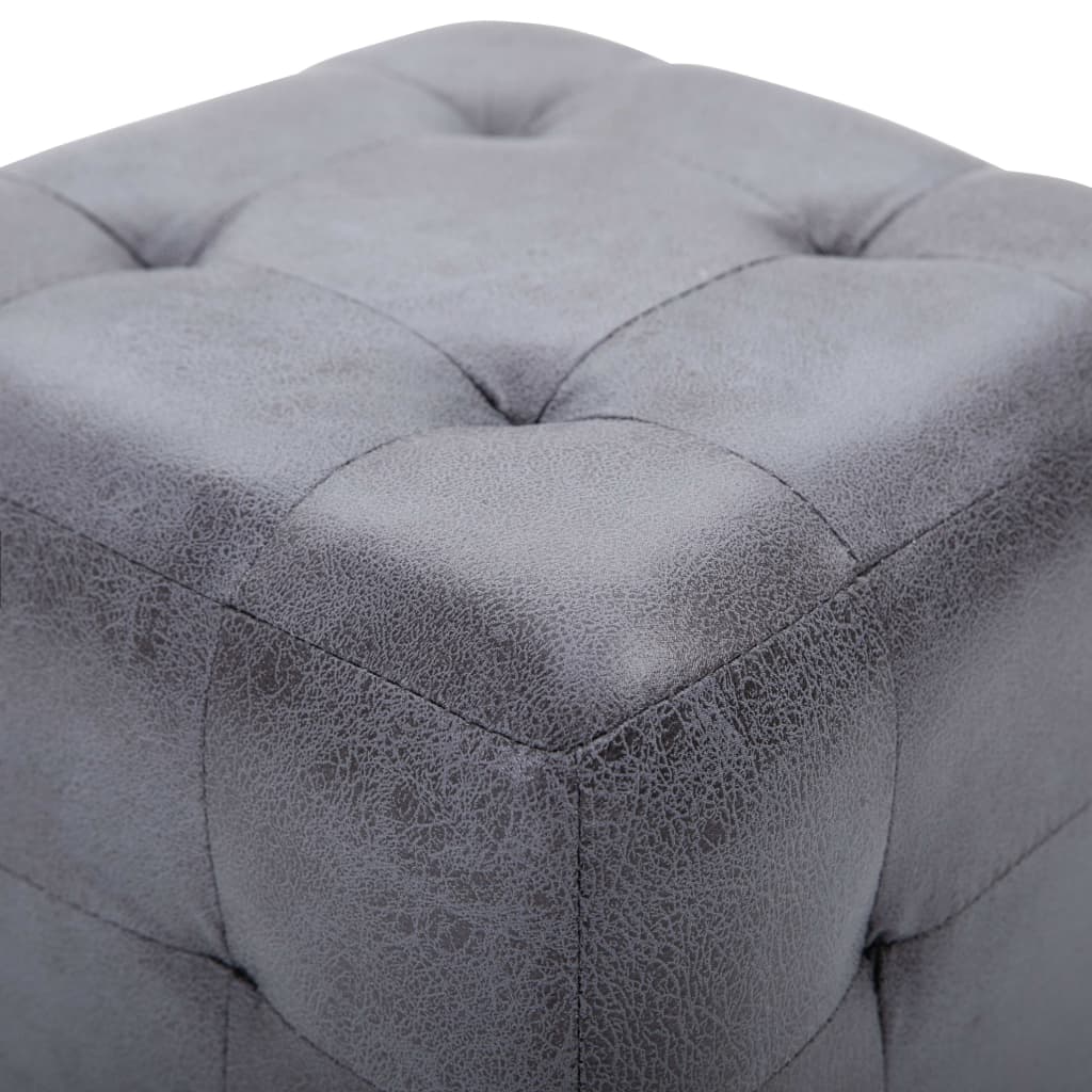 vidaXL Taburet, 2 buc., gri, 30x30x30 cm, piele întoarsă ecologică vidaXL Taburet, 2 buc., gri, 30x30x30 cm, piele întoarsă ecologică