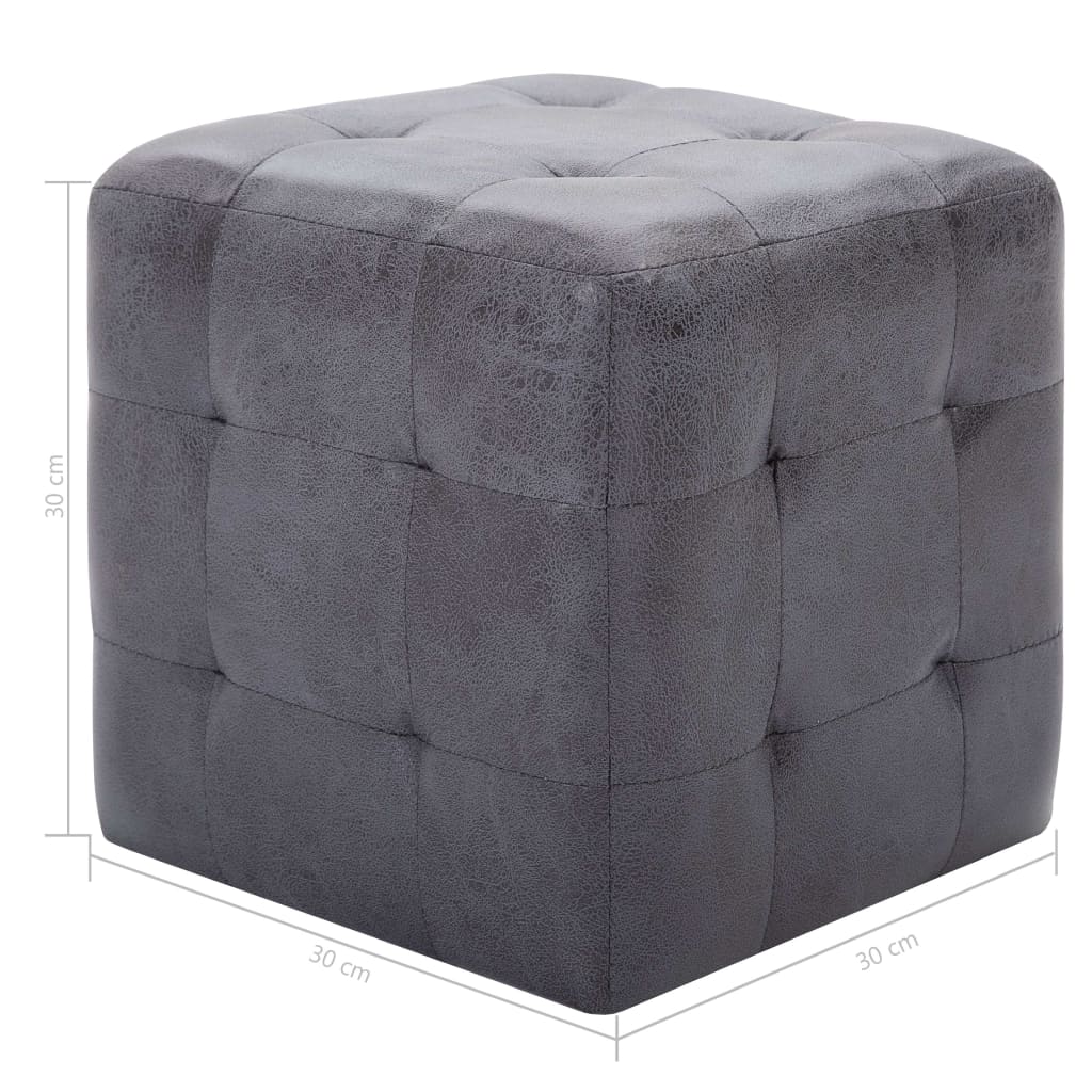 vidaXL Taburet, 2 buc., gri, 30x30x30 cm, piele întoarsă ecologică vidaXL Taburet, 2 buc., gri, 30x30x30 cm, piele întoarsă ecologică