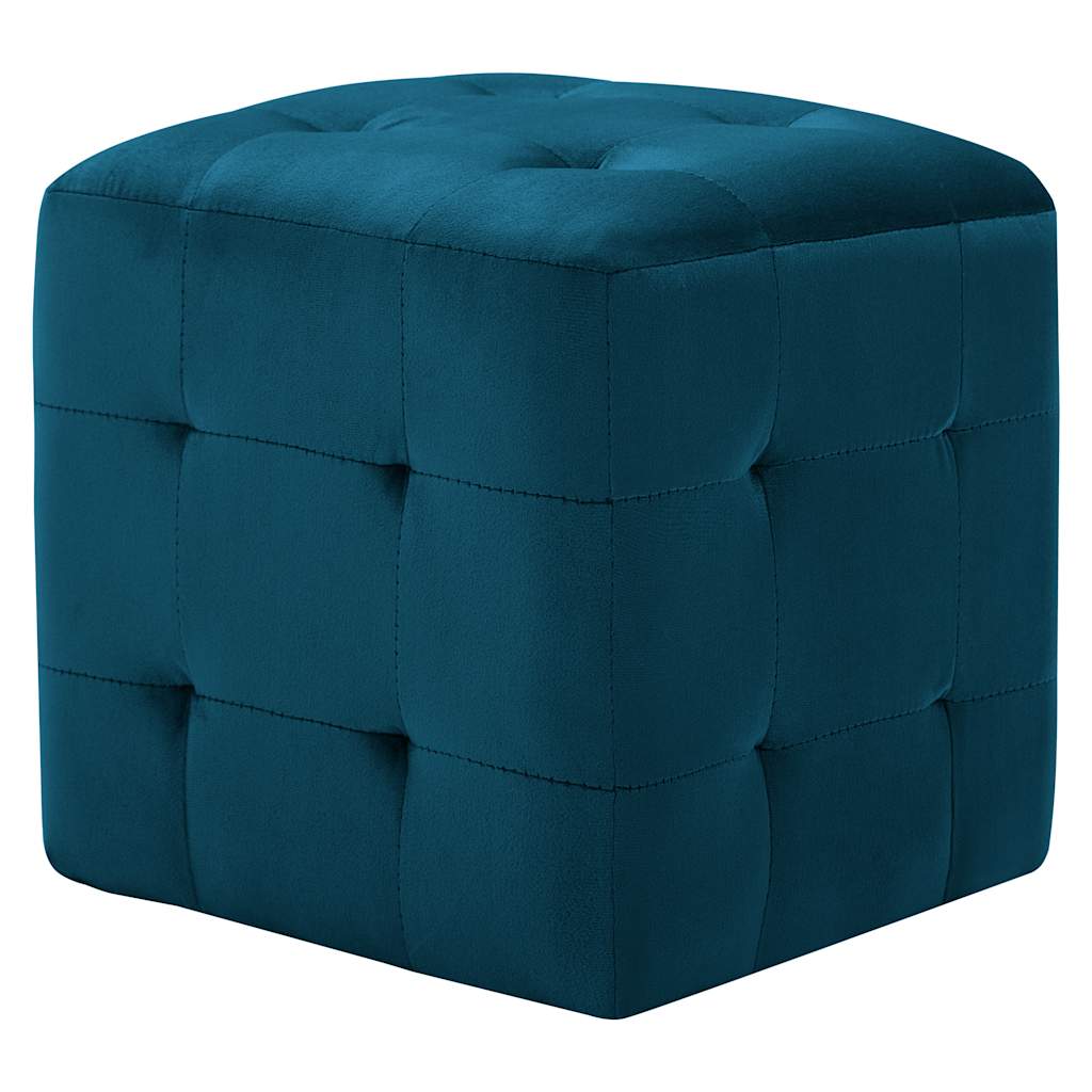vidaXL Taburet, 2 buc., albastru, 30 x 30 x 30 cm, țesătură catifea vidaXL Taburet, 2 buc., albastru, 30 x 30 x 30 cm, țesătură catifea