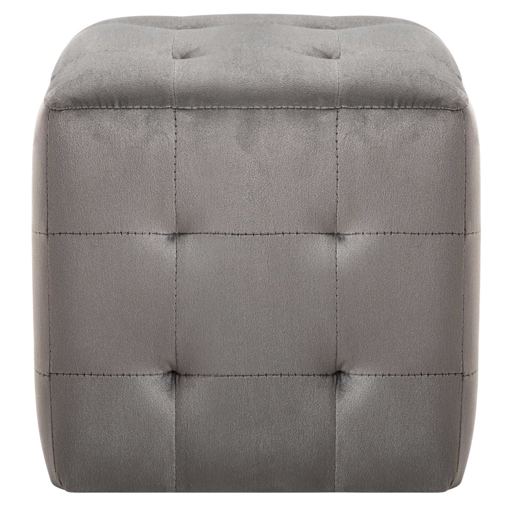 vidaXL Taburet, 2 buc., gri, 30 x 30 x 30 cm, țesătură din catifea vidaXL Taburet, 2 buc., gri, 30 x 30 x 30 cm, țesătură din catifea