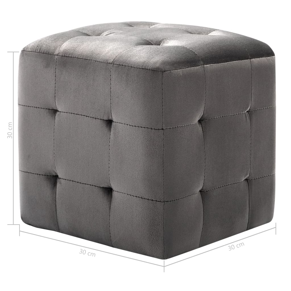 vidaXL Taburet, 2 buc., gri, 30 x 30 x 30 cm, țesătură din catifea vidaXL Taburet, 2 buc., gri, 30 x 30 x 30 cm, țesătură din catifea