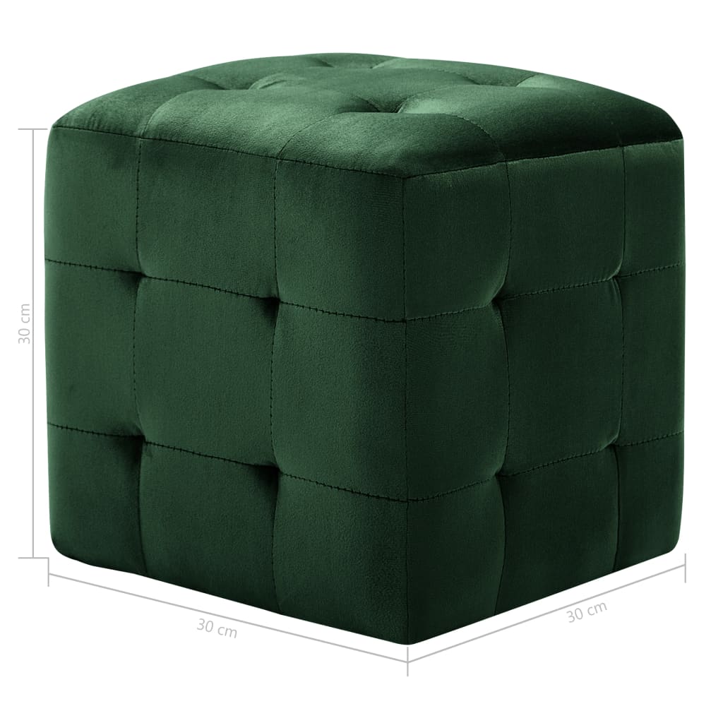 vidaXL Taburet, 2 buc., verde, 30 x 30 x 30 cm, țesătură catifea vidaXL Taburet, 2 buc., verde, 30 x 30 x 30 cm, țesătură catifea