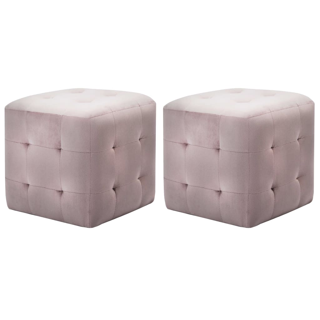vidaXL Taburet, 2 buc., roz, 30 x 30 x 30 cm, țesătură din catifea vidaXL Taburet, 2 buc., roz, 30 x 30 x 30 cm, țesătură din catifea
