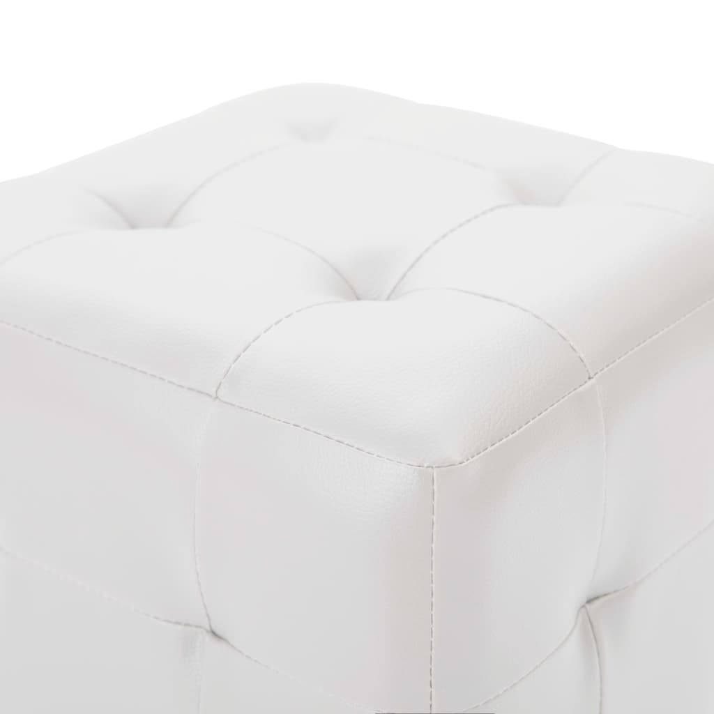 vidaXL Taburet, 2 buc., alb, 30x30x30 cm, piele ecologică vidaXL Taburet, 2 buc., alb, 30x30x30 cm, piele ecologică