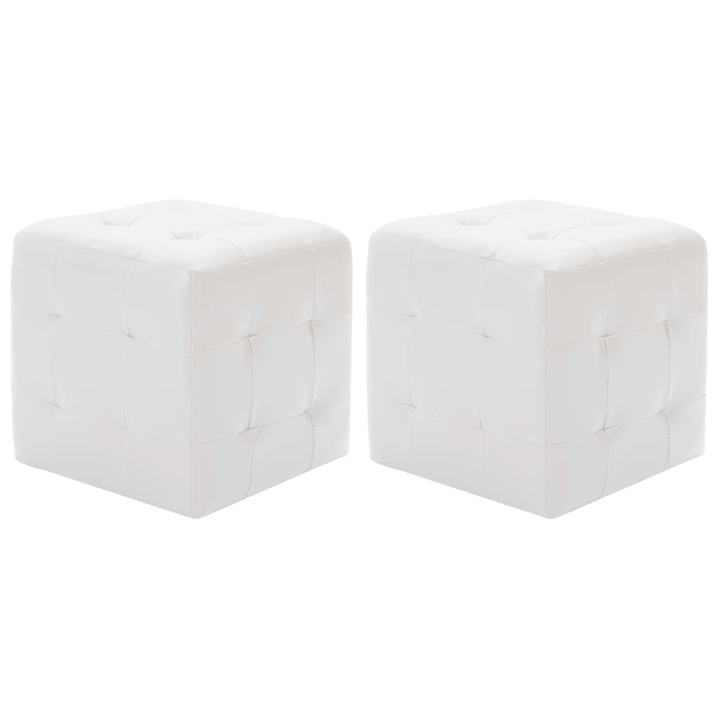 vidaXL Taburet, 2 buc., alb, 30x30x30 cm, piele ecologică vidaXL Taburet, 2 buc., alb, 30x30x30 cm, piele ecologică