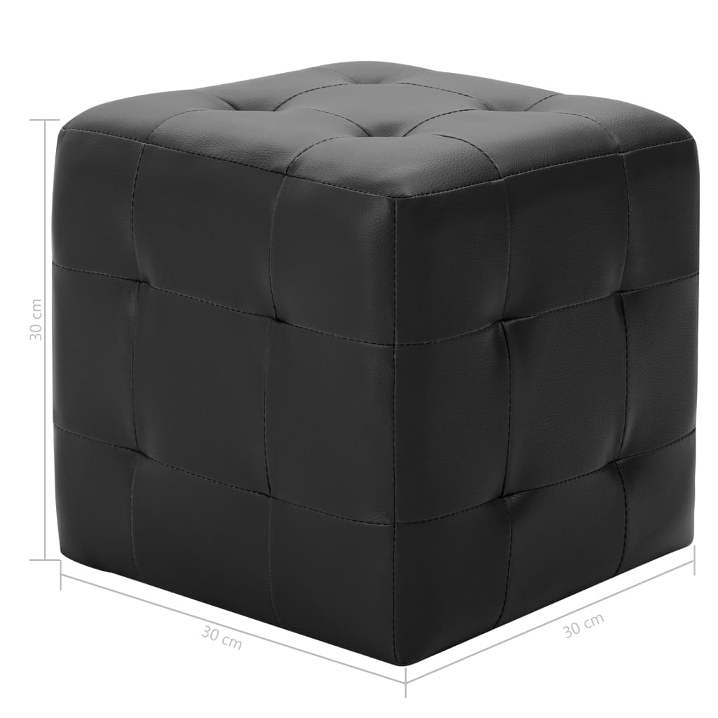 vidaXL Taburet, 2 buc., negru, 30 x 30 x 30 cm, piele ecologică vidaXL Taburet, 2 buc., negru, 30 x 30 x 30 cm, piele ecologică