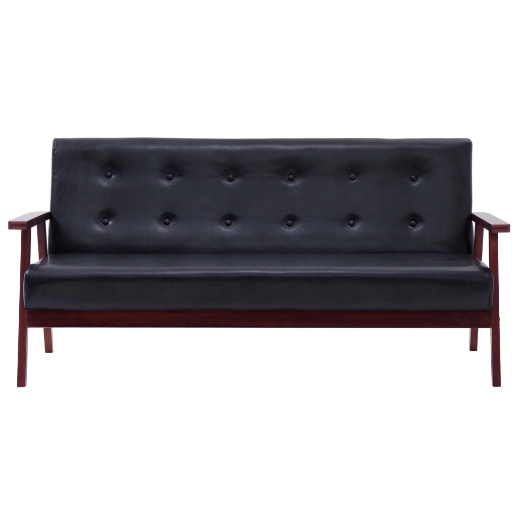 vidaXL Set de canapele, 2 piese, negru, piele ecologică vidaXL Set de canapele, 2 piese, negru, piele ecologică