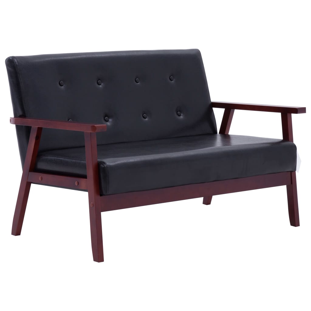 vidaXL Set de canapele, 2 piese, negru, piele ecologică vidaXL Set de canapele, 2 piese, negru, piele ecologică