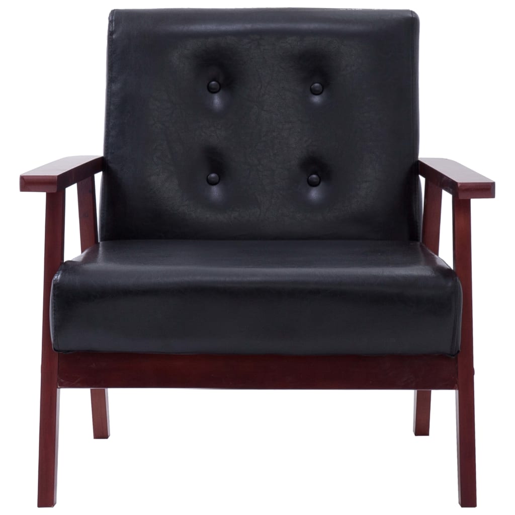 vidaXL Set canapea, 2 buc., negru, piele artificială, vidaXL Set canapea, 2 buc., negru, piele artificială,