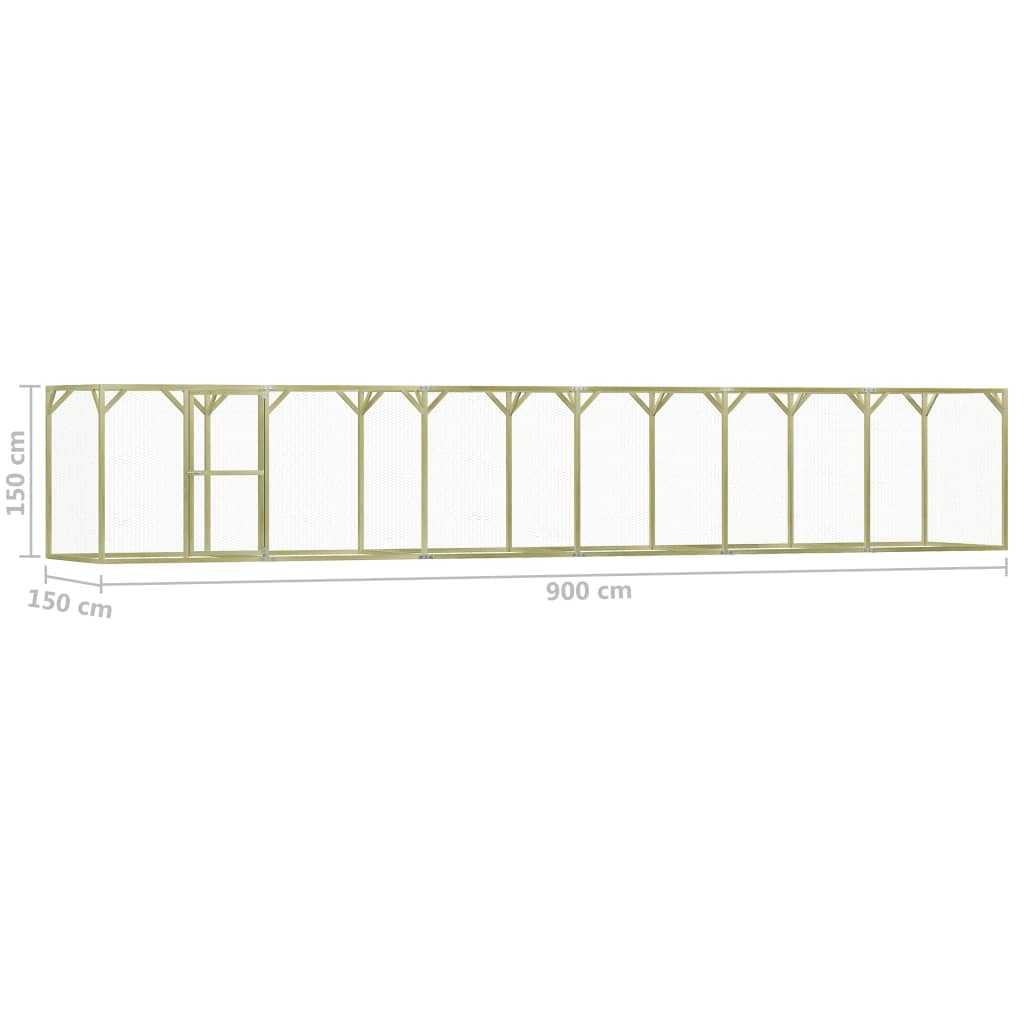 vidaXL Coteț pentru păsări, 1,5 x 9 x 1,5 m, lemn de pin tratat