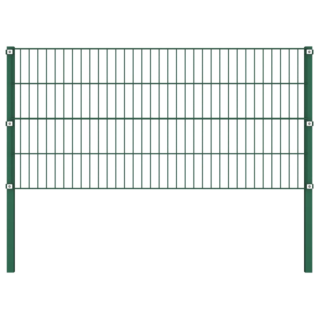 vidaXL Panou de gard cu stâlpi din fier, verde, 349x80 cm vidaXL Panou de gard cu stâlpi din fier, verde, 349x80 cm