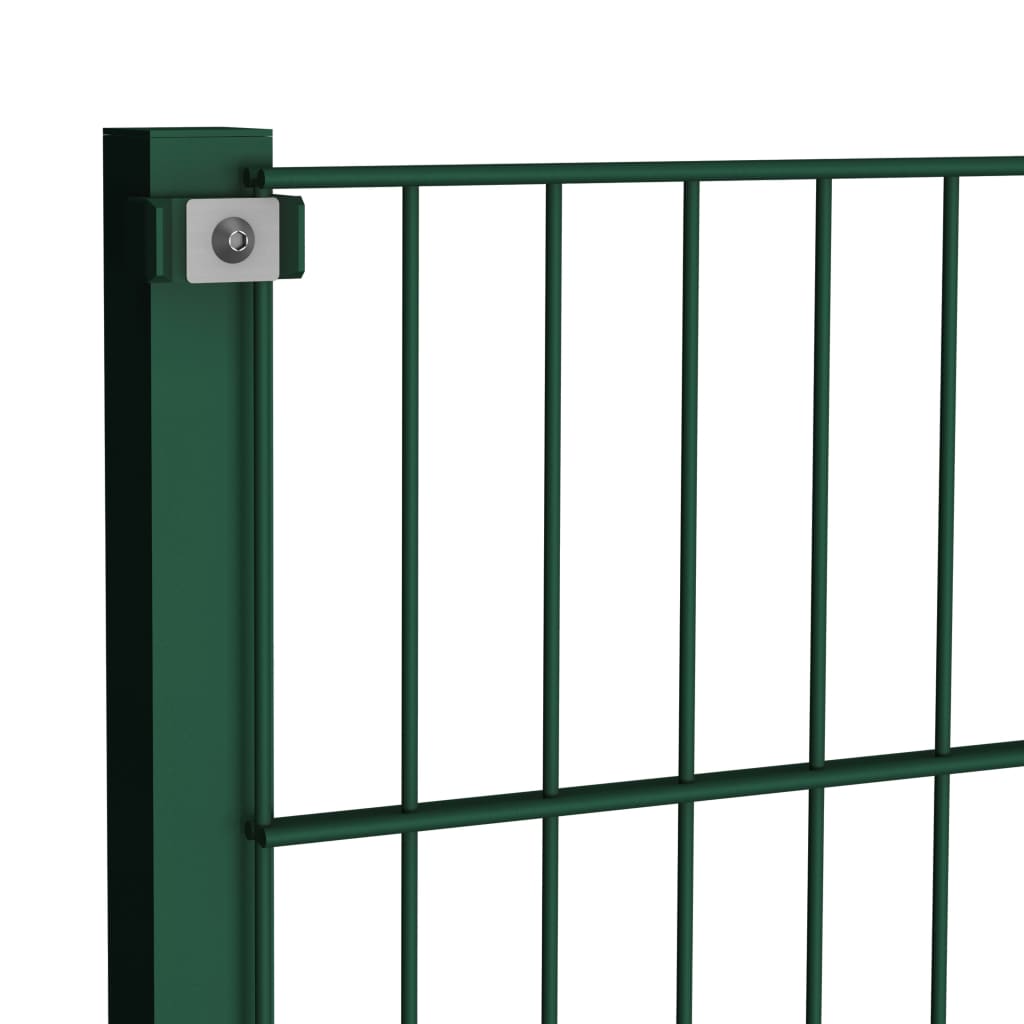 vidaXL Panou de gard cu stâlpi din fier, verde, 349x80 cm vidaXL Panou de gard cu stâlpi din fier, verde, 349x80 cm