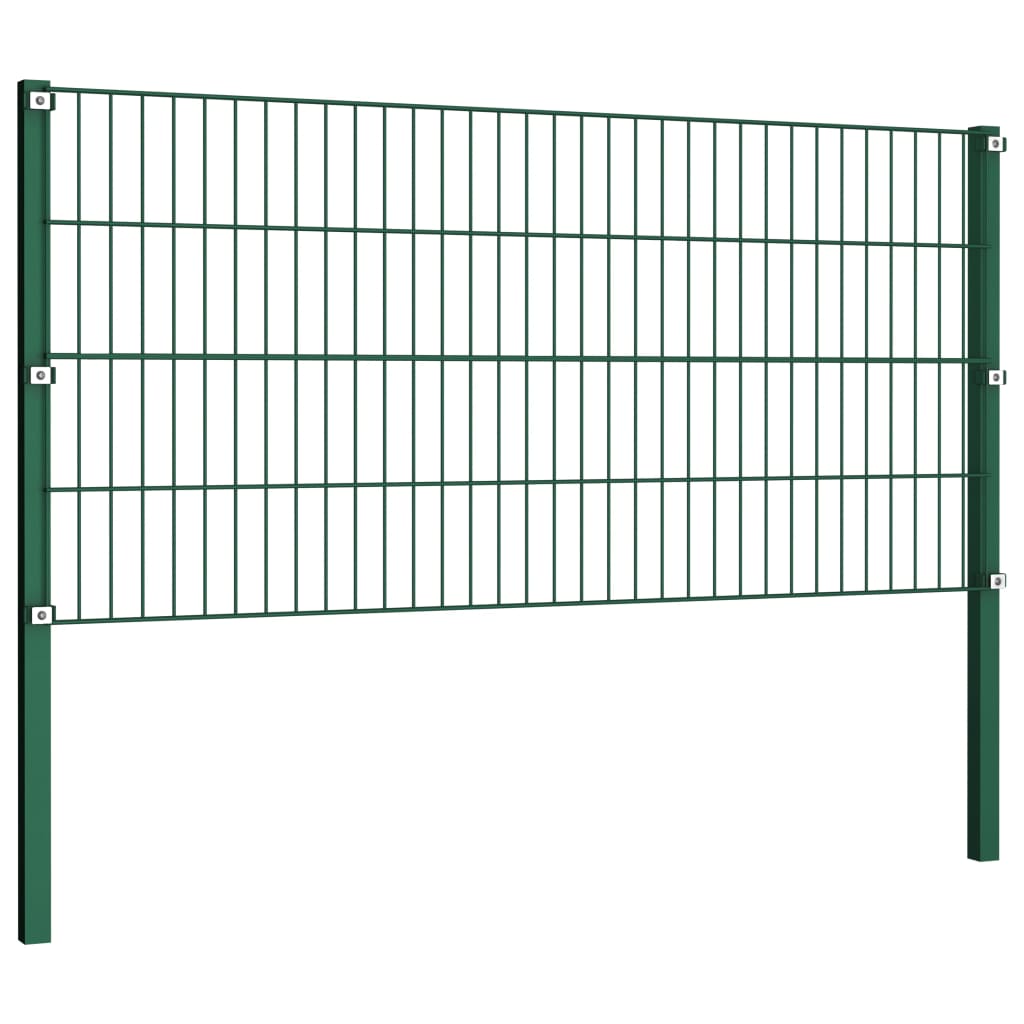 vidaXL Panou de gard cu stâlpi din fier, verde, 522x80 cm vidaXL Panou de gard cu stâlpi din fier, verde, 522x80 cm