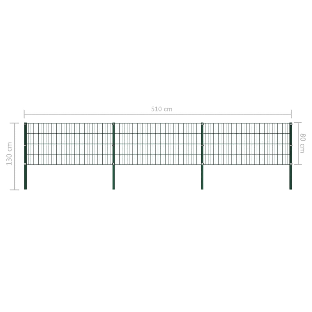 vidaXL Panou de gard cu stâlpi din fier, verde, 522x80 cm vidaXL Panou de gard cu stâlpi din fier, verde, 522x80 cm