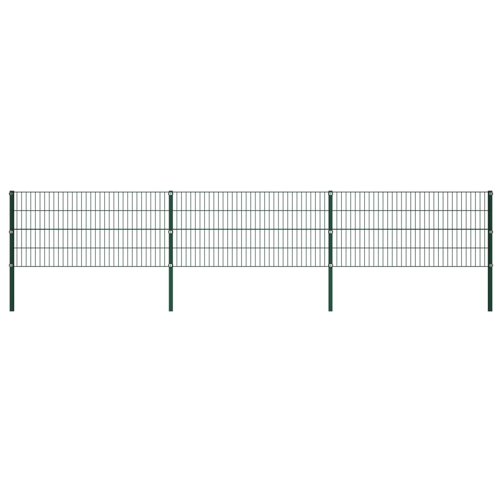 vidaXL Panou de gard cu stâlpi din fier, verde, 522x80 cm vidaXL Panou de gard cu stâlpi din fier, verde, 522x80 cm