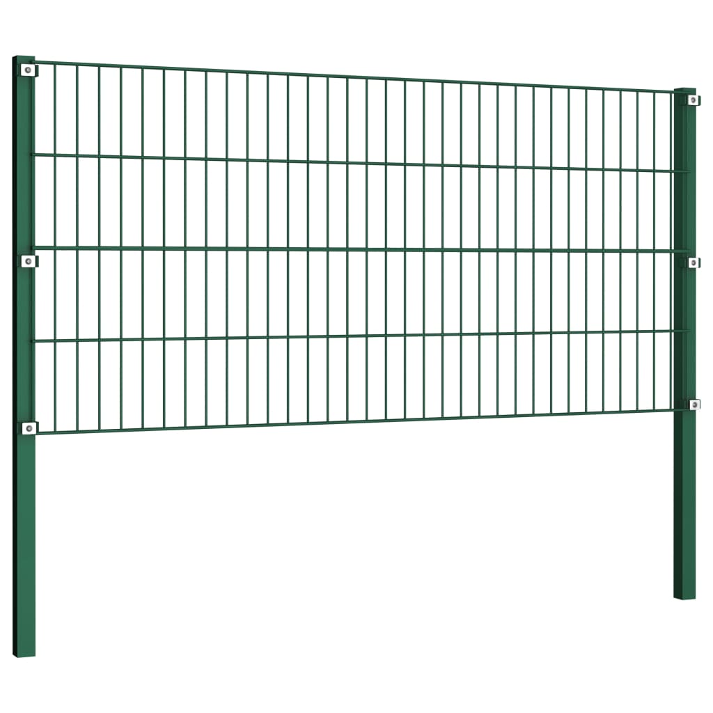 vidaXL Panou de gard cu stâlpi din fier, verde, 694,5x80 cm vidaXL Panou de gard cu stâlpi din fier, verde, 694,5x80 cm