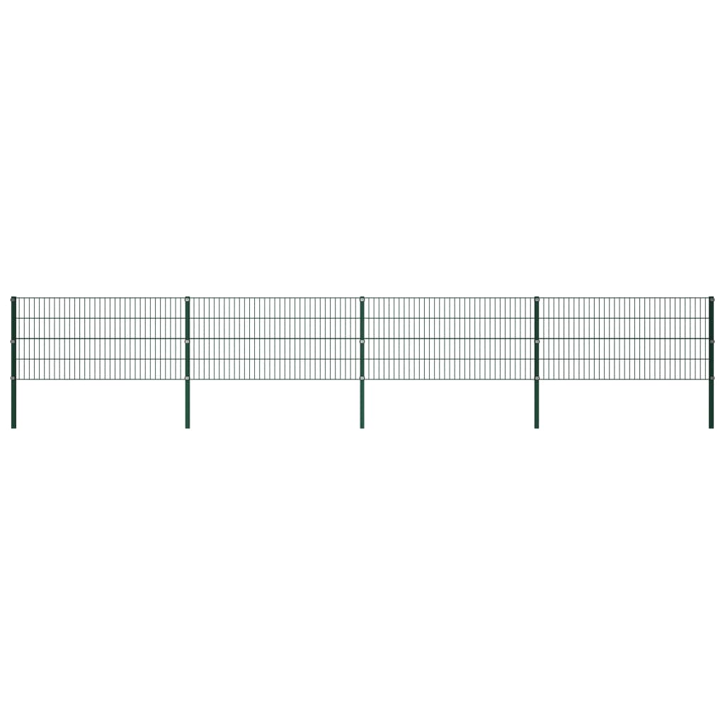 vidaXL Panou de gard cu stâlpi din fier, verde, 694,5x80 cm vidaXL Panou de gard cu stâlpi din fier, verde, 694,5x80 cm