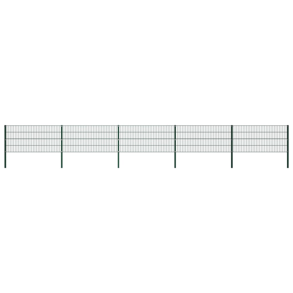 vidaXL Panou de gard cu stâlpi din fier, verde, 867x80 cm vidaXL Panou de gard cu stâlpi din fier, verde, 867x80 cm