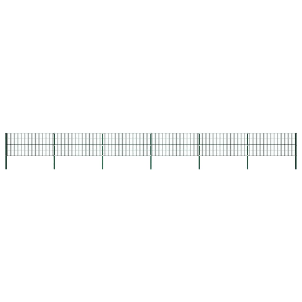 vidaXL Panou de gard cu stâlpi din fier, verde, 1040x80 cm vidaXL Panou de gard cu stâlpi din fier, verde, 1040x80 cm