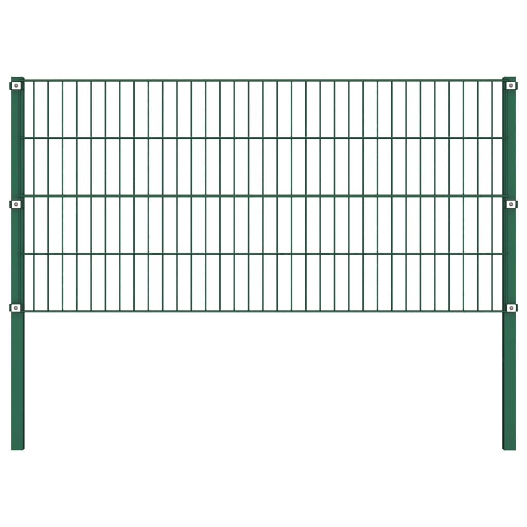 vidaXL Panou de gard cu stâlpi din fier, verde, 1212x80 cm vidaXL Panou de gard cu stâlpi din fier, verde, 1212x80 cm