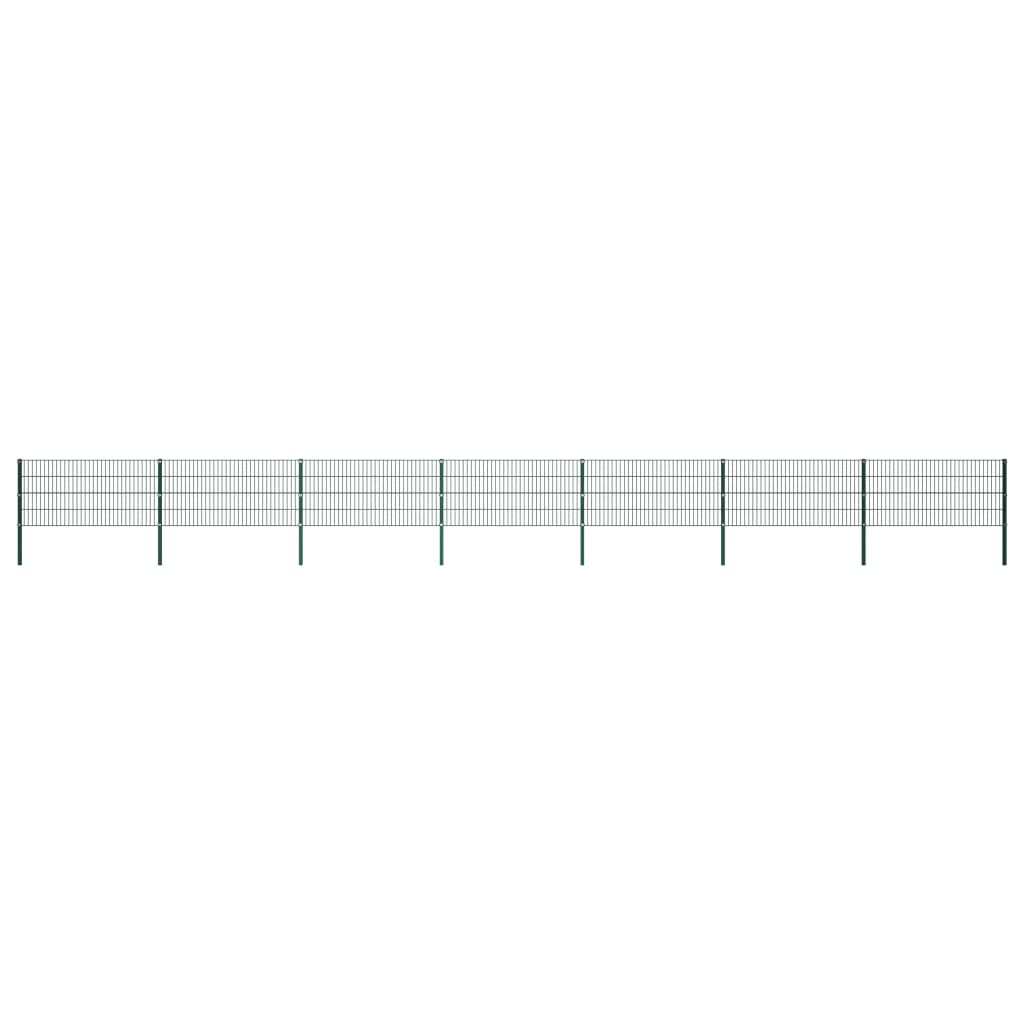 vidaXL Panou de gard cu stâlpi din fier, verde, 1212x80 cm vidaXL Panou de gard cu stâlpi din fier, verde, 1212x80 cm