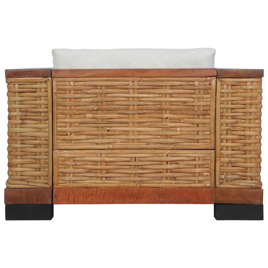 vidaXL Set de canapele cu perne, 2 piese, maro, ratan natural