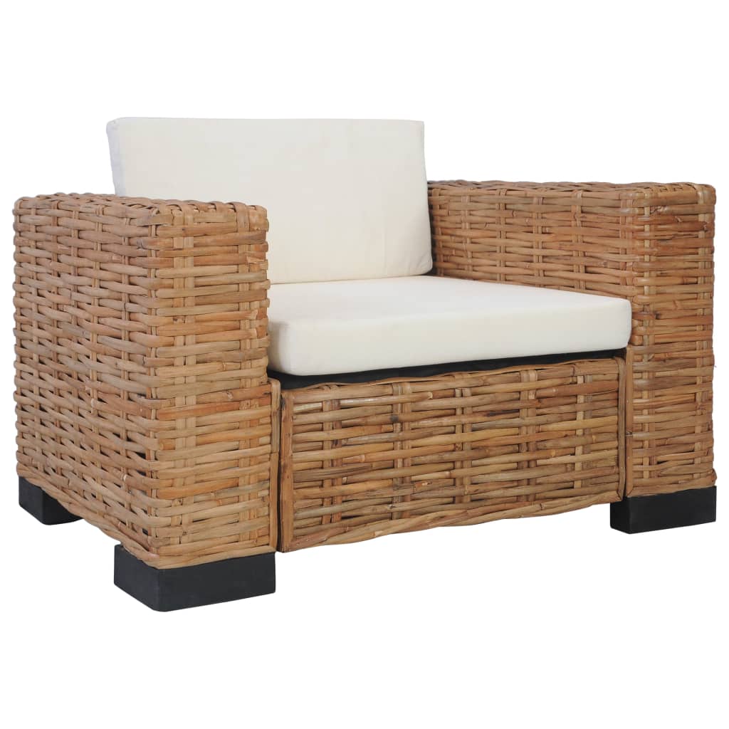 vidaXL Set canapea cu perne, 2 piese, ratan natural