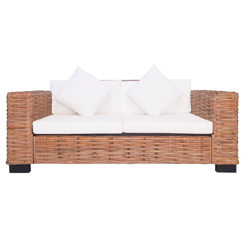 vidaXL Set canapea cu perne, 2 piese, ratan natural