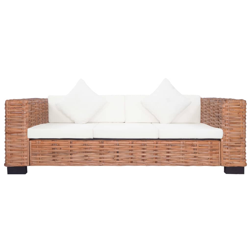 vidaXL Set canapea cu perne, 2 piese, ratan natural