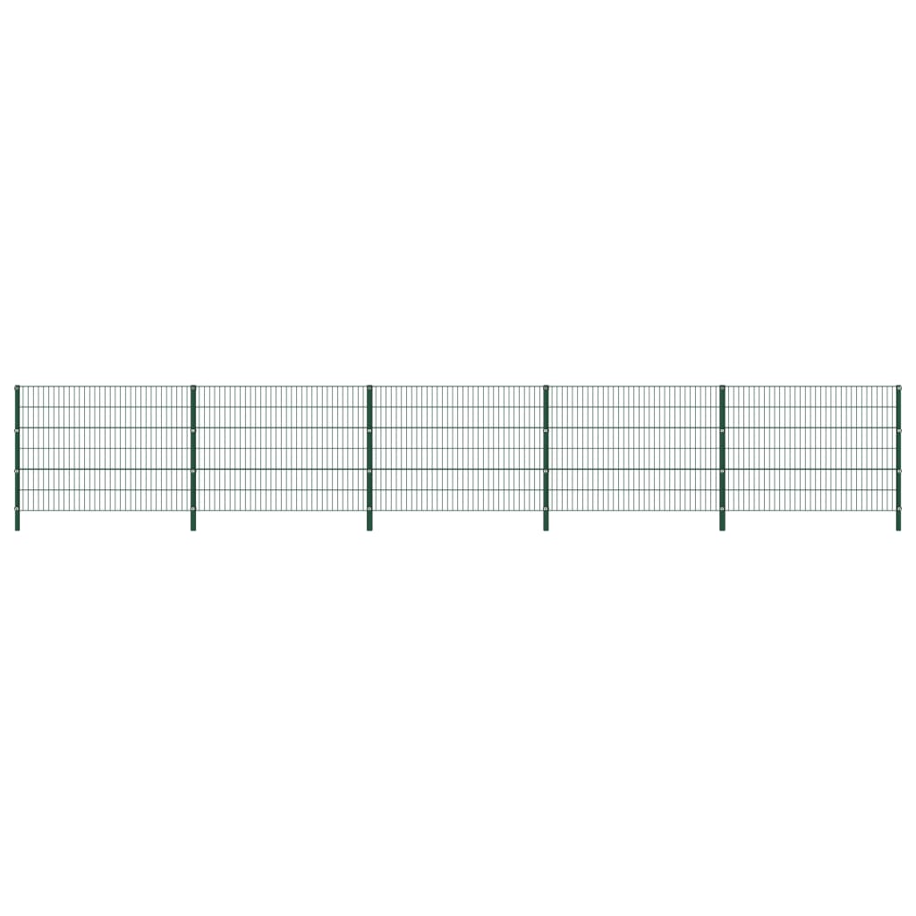 vidaXL Panou de gard cu stâlpi din fier, verde, 867x120 cm vidaXL Panou de gard cu stâlpi din fier, verde, 867x120 cm