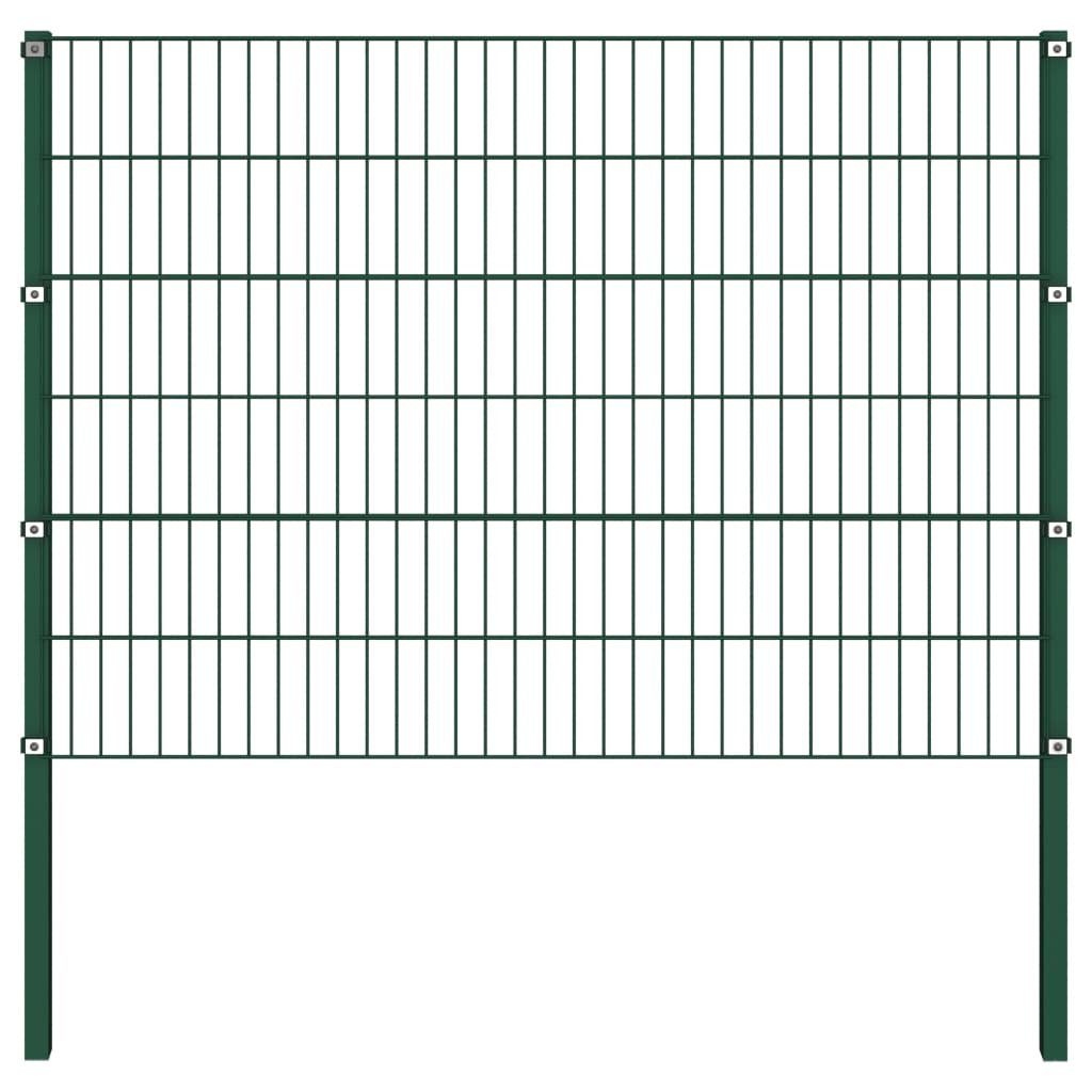 vidaXL Panou de gard cu stâlpi din fier, verde, 1040x120 cm vidaXL Panou de gard cu stâlpi din fier, verde, 1040x120 cm