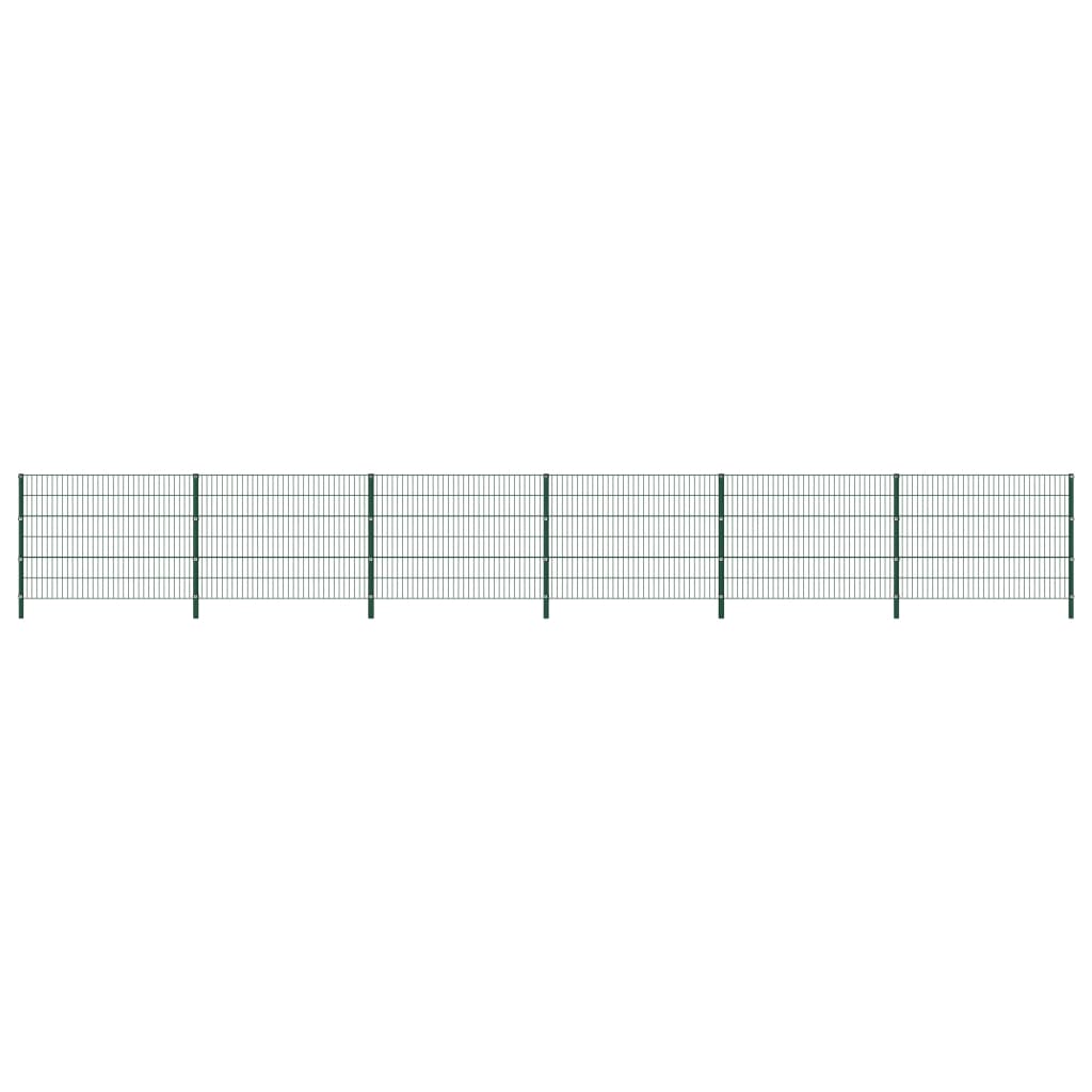 vidaXL Panou de gard cu stâlpi din fier, verde, 1040x120 cm vidaXL Panou de gard cu stâlpi din fier, verde, 1040x120 cm