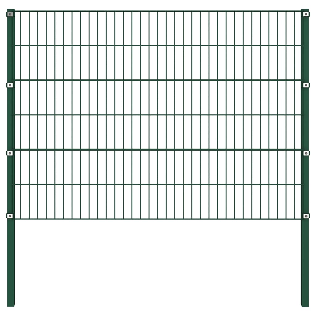 vidaXL Panou de gard cu stâlpi din fier, verde, 1385x120 cm vidaXL Panou de gard cu stâlpi din fier, verde, 1385x120 cm