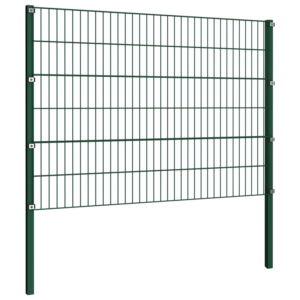 vidaXL Panou de gard cu stâlpi din fier, verde, 1385x120 cm vidaXL Panou de gard cu stâlpi din fier, verde, 1385x120 cm