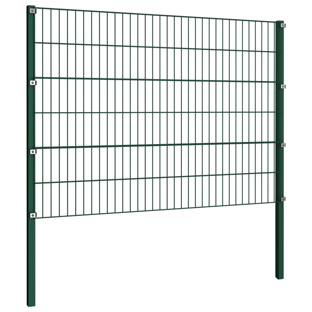 vidaXL Panou de gard cu stâlpi din fier, verde, 1557,5 x 120 cm vidaXL Panou de gard cu stâlpi din fier, verde, 1557,5 x 120 cm