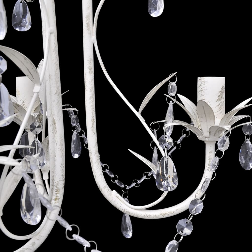 vidaXL Candelabre suspendate de plafon cu cristale 4 buc. alb elegant vidaXL Candelabre suspendate de plafon cu cristale 4 buc. alb elegant