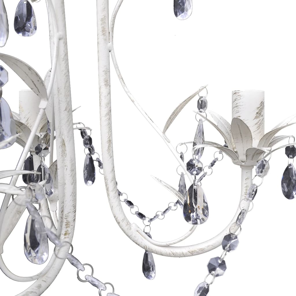 vidaXL Candelabre suspendate de plafon cu cristale 4 buc. alb elegant vidaXL Candelabre suspendate de plafon cu cristale 4 buc. alb elegant