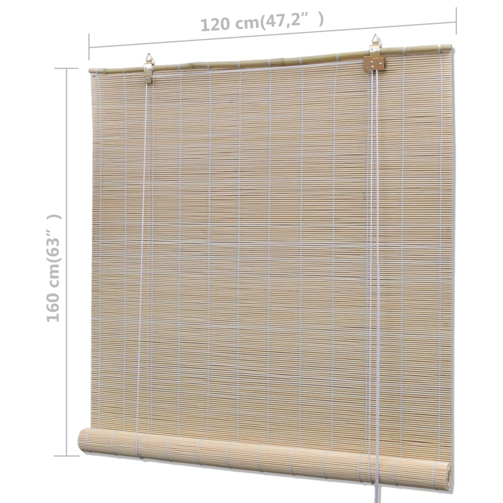 vidaXL Jaluzele din bambus natural tip rulou, 2 buc., 120 x 160 cm vidaXL Jaluzele din bambus natural tip rulou, 2 buc., 120 x 160 cm