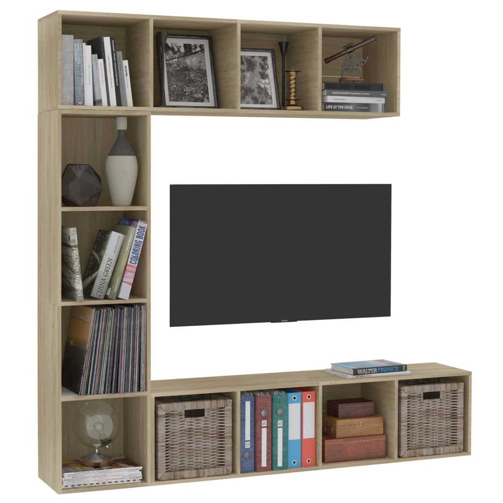 vidaXL Dulap cărți / TV, 3 piese, stejar Sonoma, 180 x 30 x 180 cm vidaXL Dulap cărți / TV, 3 piese, stejar Sonoma, 180 x 30 x 180 cm