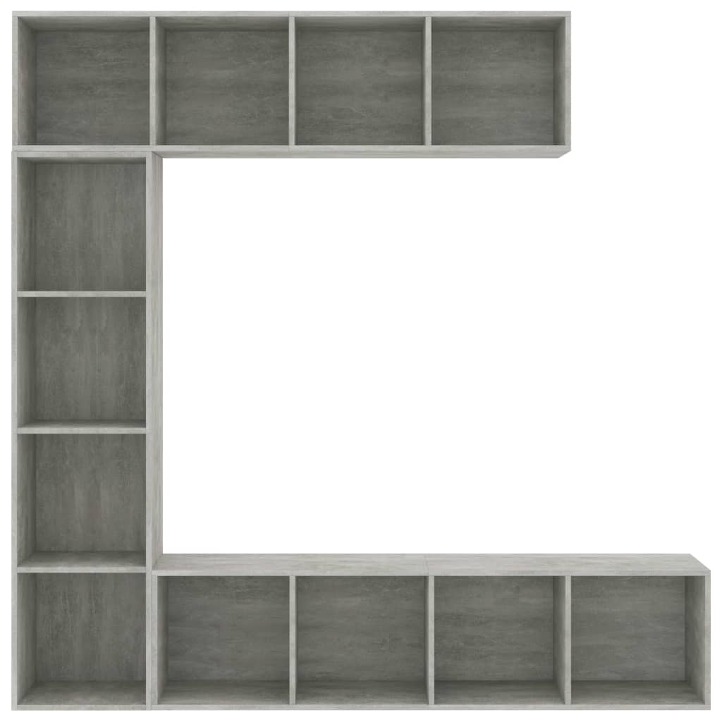 vidaXL Set bibliotecă/comodă TV, 3 piese, gri beton, 180x30x180 cm vidaXL Set bibliotecă/comodă TV, 3 piese, gri beton, 180x30x180 cm