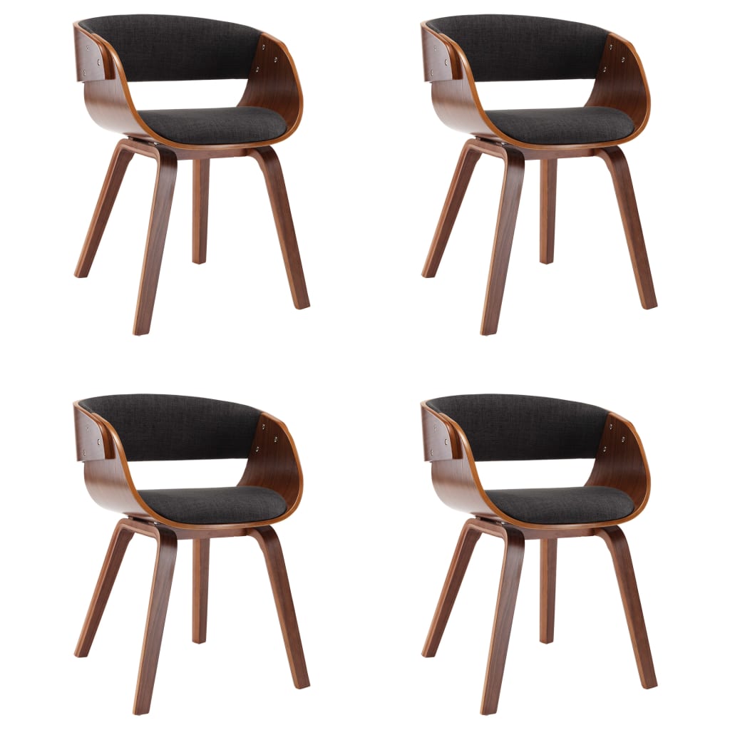 vidaXL Scaune de bucătărie, 4 buc, gri, lemn curbat și material textil vidaXL Scaune de bucătărie, 4 buc, gri, lemn curbat și material textil