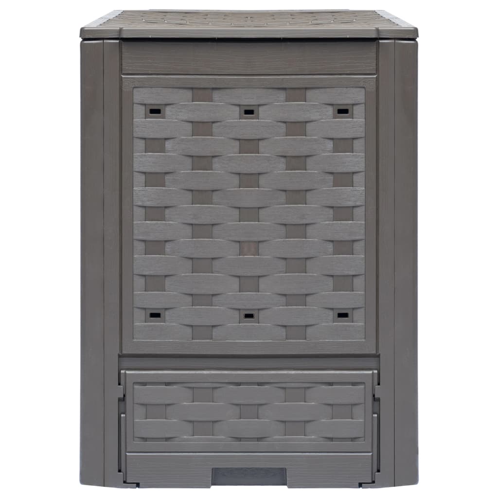 vidaXL Compostoare grădină 2 buc. maro 60x60x83 cm 600 L plastic ratan vidaXL Compostoare grădină 2 buc. maro 60x60x83 cm 600 L plastic ratan