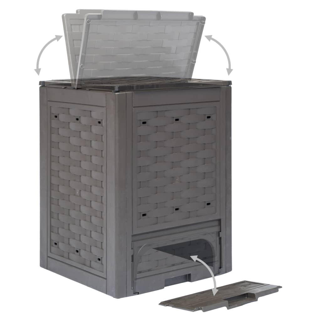 vidaXL Compostoare grădină 2 buc. maro 60x60x83 cm 600 L plastic ratan vidaXL Compostoare grădină 2 buc. maro 60x60x83 cm 600 L plastic ratan