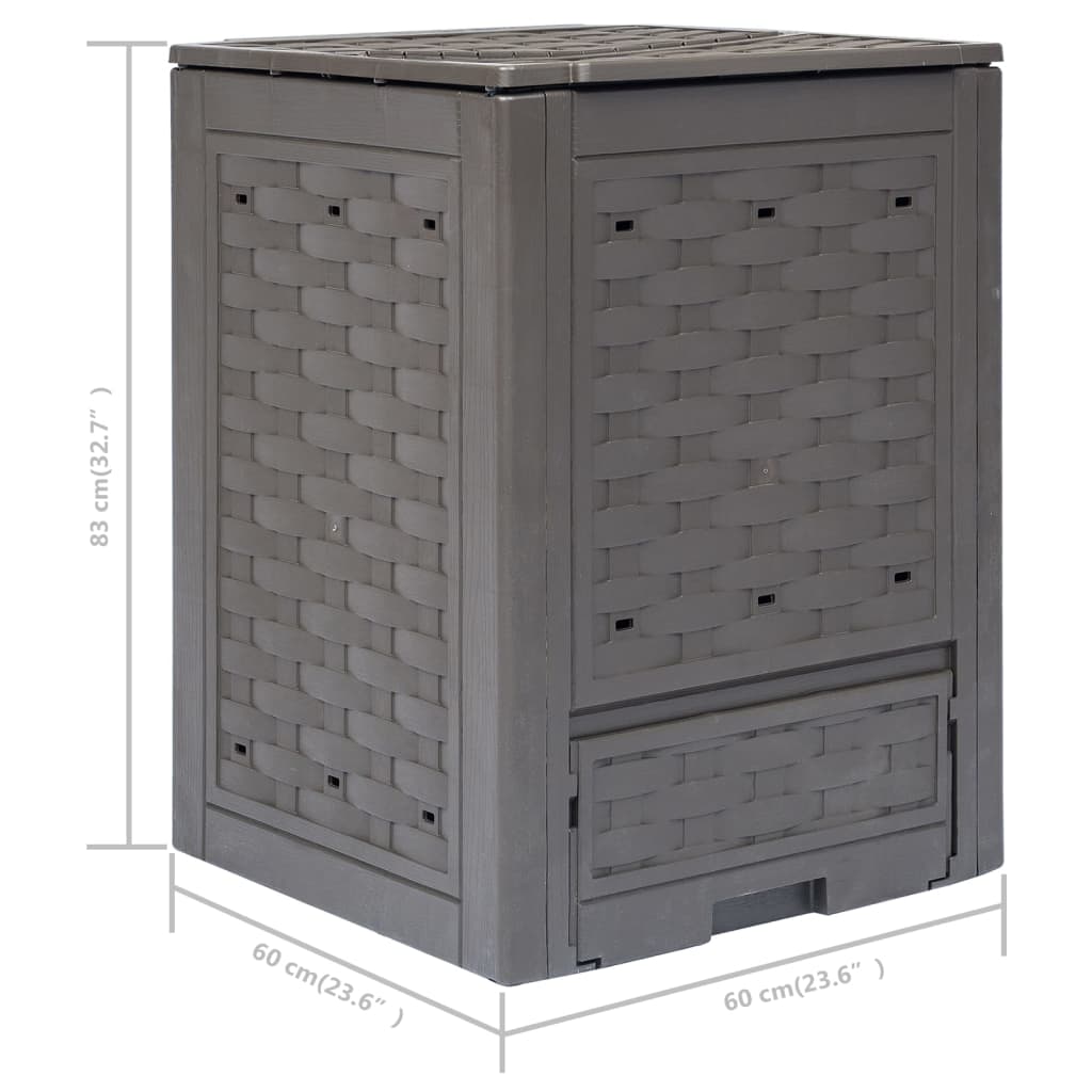 vidaXL Compostoare grădină 2 buc. maro 60x60x83 cm 600 L plastic ratan vidaXL Compostoare grădină 2 buc. maro 60x60x83 cm 600 L plastic ratan
