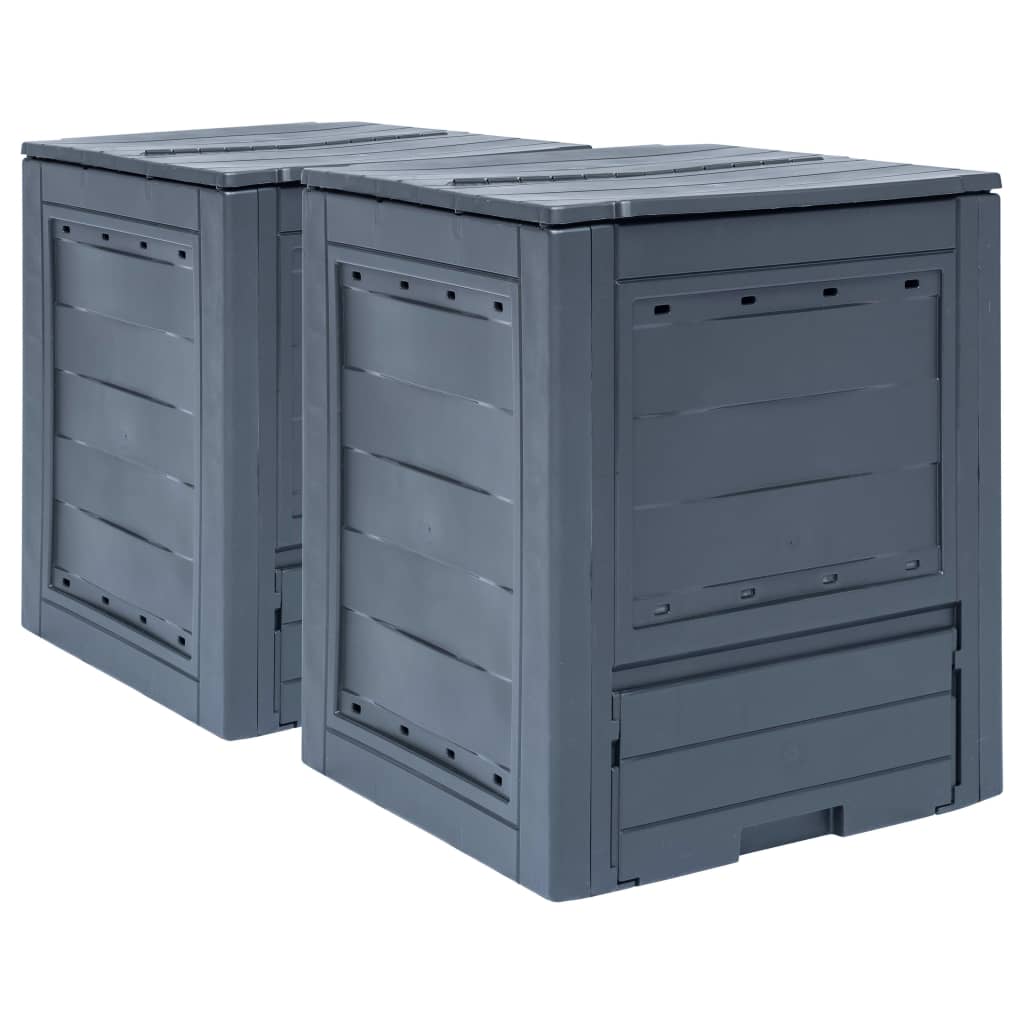 vidaXL Compostoare de grădină, 2 buc., gri, 60 x 60 x 73 cm, 520 L vidaXL Compostoare de grădină, 2 buc., gri, 60 x 60 x 73 cm, 520 L