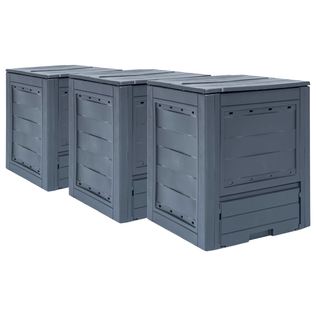 vidaXL Compostoare de grădină, 3 buc., gri, 60 x 60 x 73 cm, 780 L vidaXL Compostoare de grădină, 3 buc., gri, 60 x 60 x 73 cm, 780 L