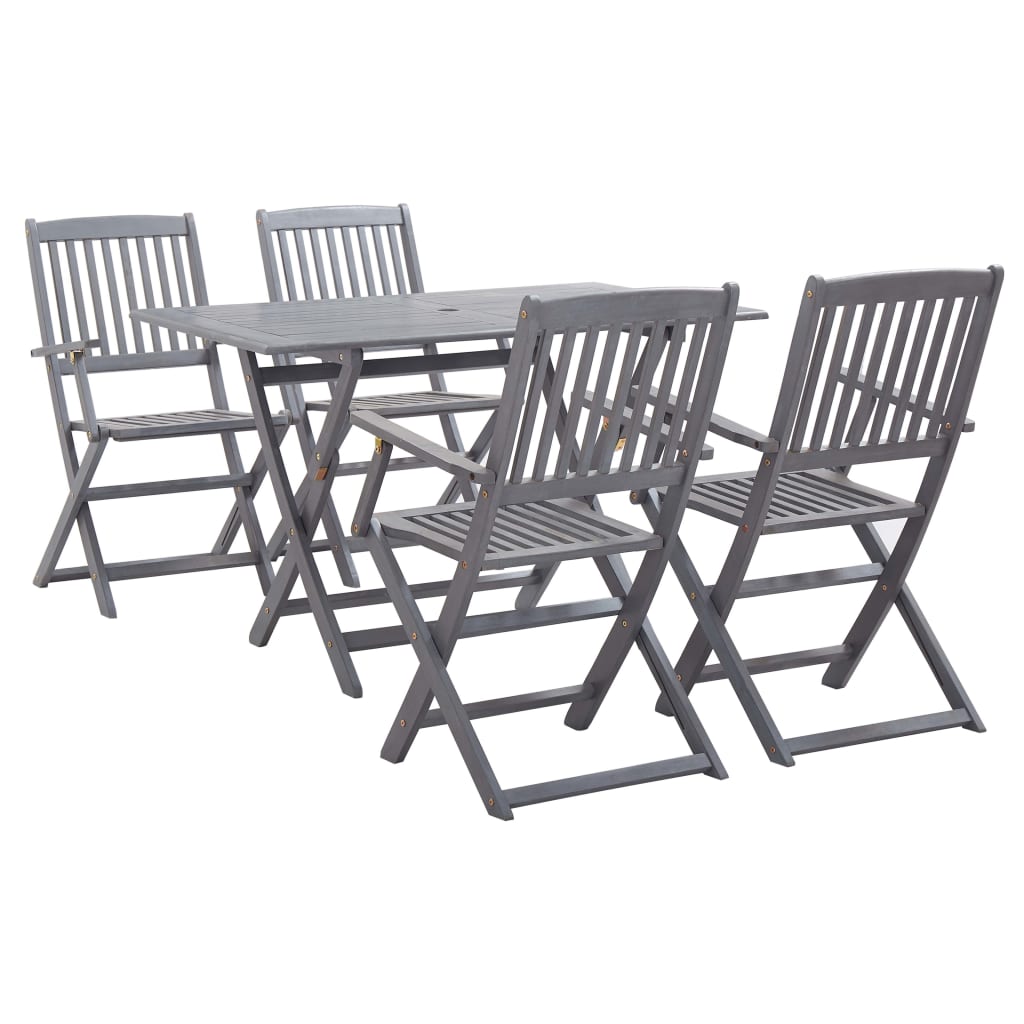 vidaXL Set mobilier de grădină, 5 piese, gri, lemn masiv de acacia vidaXL Set mobilier de grădină, 5 piese, gri, lemn masiv de acacia