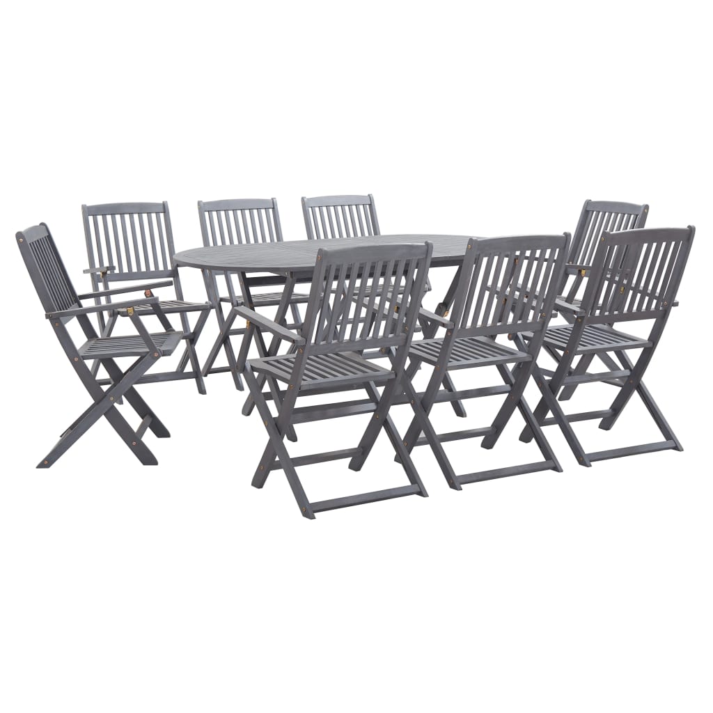 vidaXL Set mobilier de grădină, 9 piese, gri, lemn masiv de acacia vidaXL Set mobilier de grădină, 9 piese, gri, lemn masiv de acacia