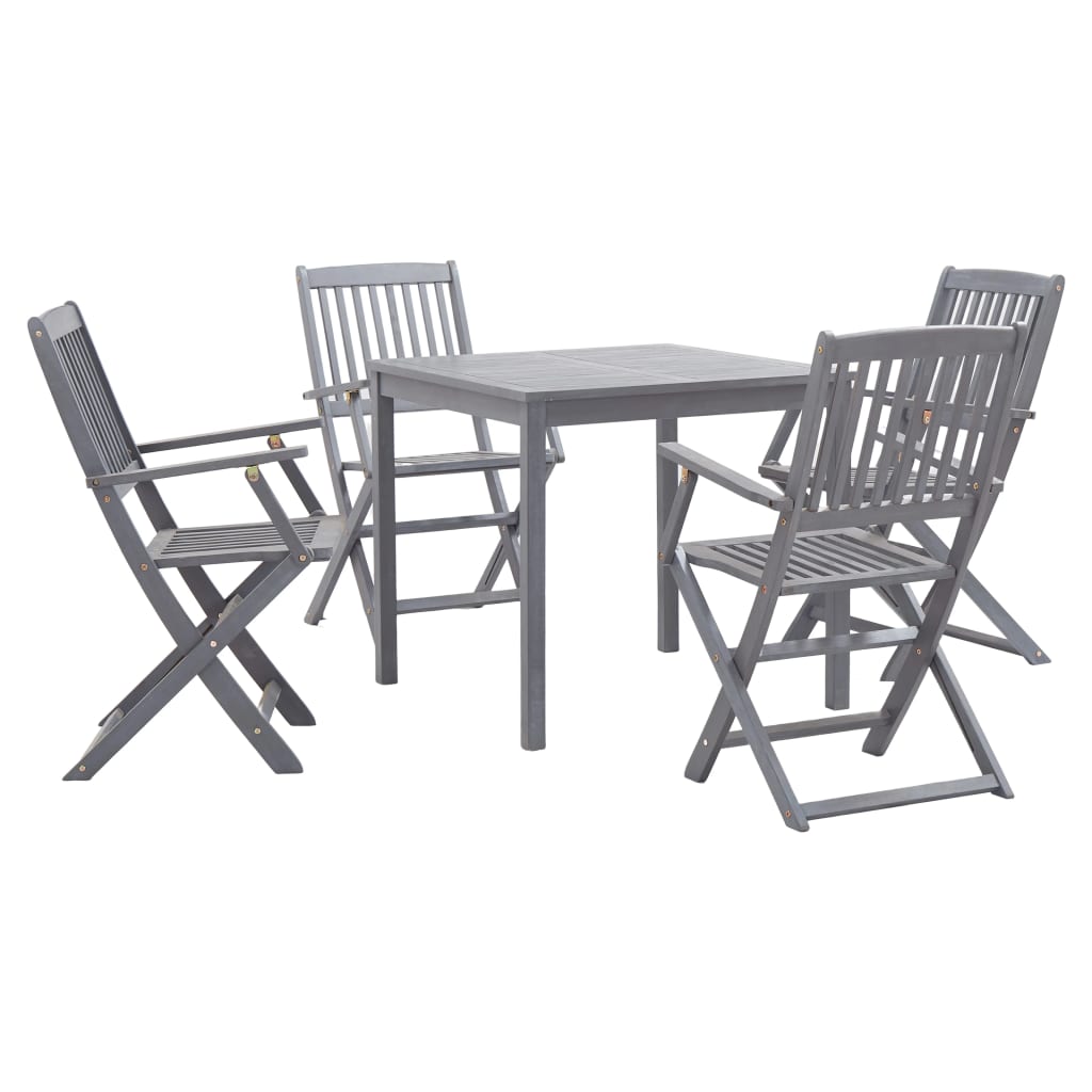 vidaXL Set mobilier de grădină, 5 piese, gri, lemn masiv de acacia vidaXL Set mobilier de grădină, 5 piese, gri, lemn masiv de acacia