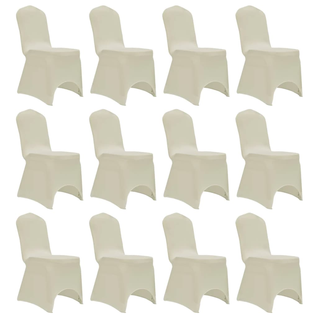 vidaXL Huse elastice pentru scaun, 12 buc., crem vidaXL Huse elastice pentru scaun, 12 buc., crem